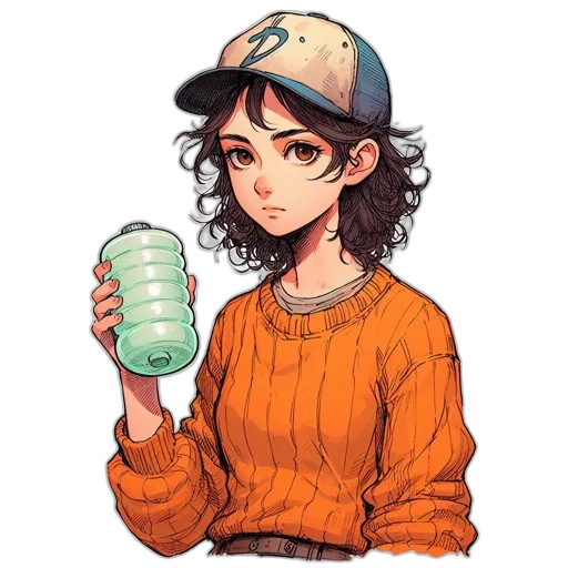 hat, bottle, staff, hair transparent PNG cut-out