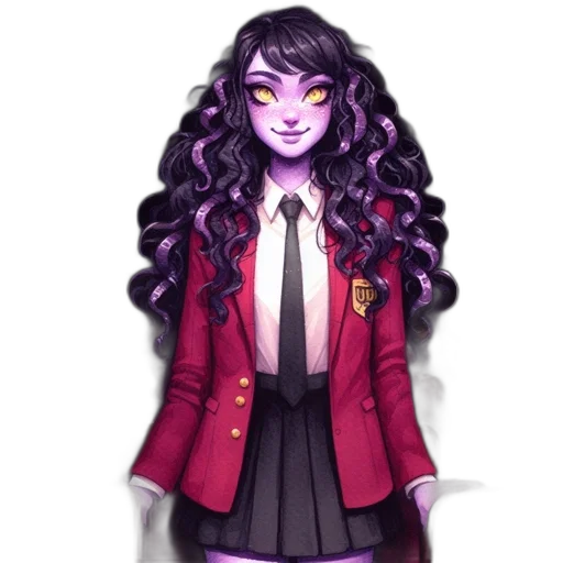 jacket, staff, hair, creature transparent PNG cut-out