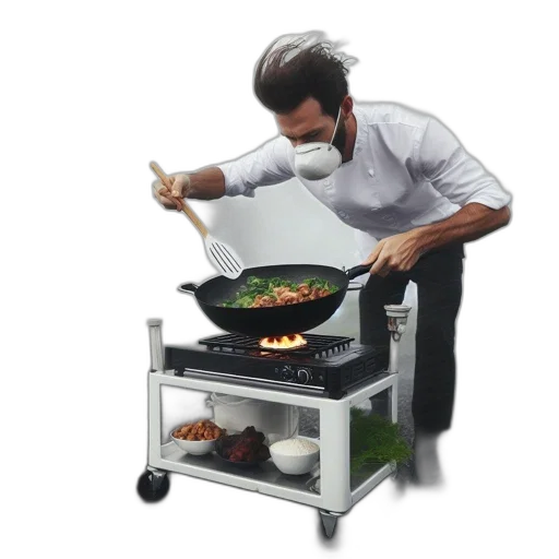 food, robot, staff, 3d render transparent PNG cut-out