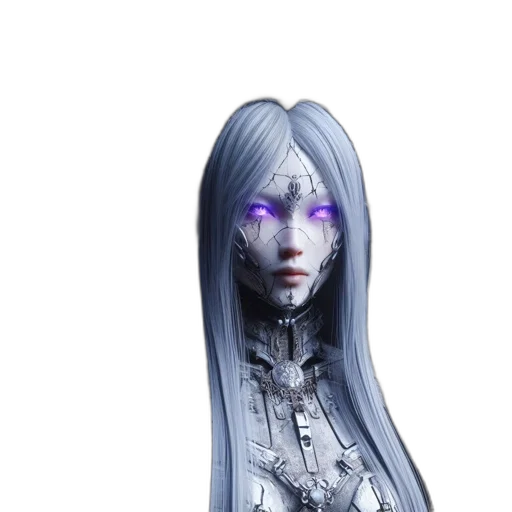 robot, hair, face, creature transparent PNG cut-out