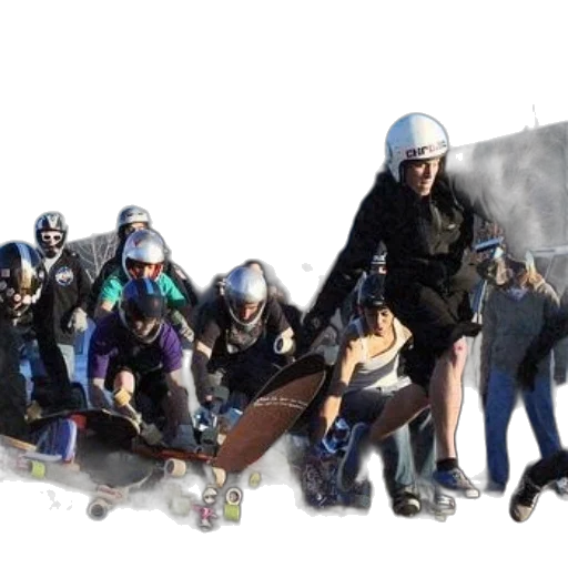 group, skateboarders, wearing, helmets transparent PNG cut-out