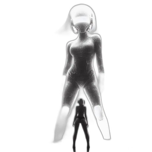 robot, creature, dress, staff transparent PNG cut-out