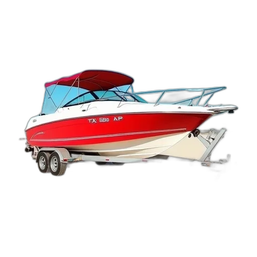 white, red, speedboat, name transparent PNG cut-out