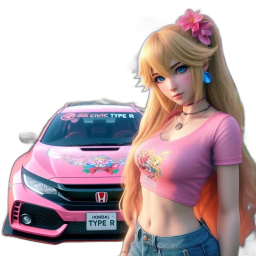 car, concept art, 3d render, vaporwave transparent PNG cut-out
