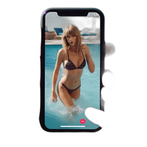 person, holds, smartphone, showing transparent PNG cut-out