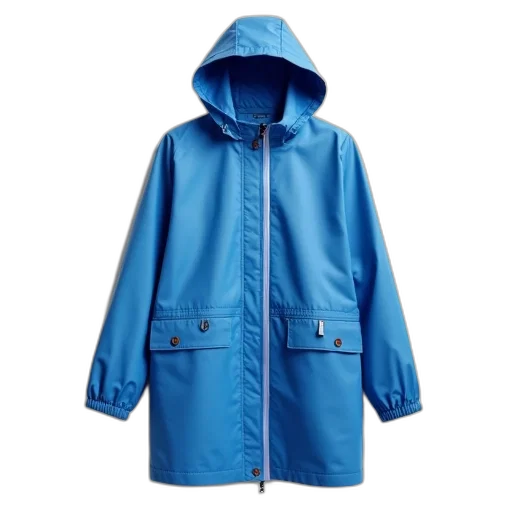 jacket, blue, raincoat, hood transparent PNG cut-out