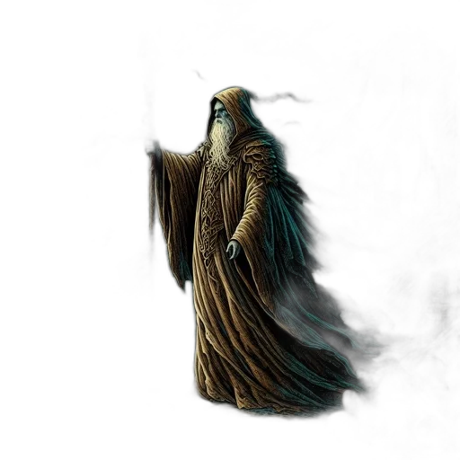 creature, dress, staff, mask transparent PNG cut-out