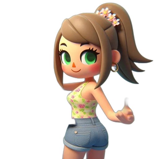 dress, face, staff, flower transparent PNG cut-out