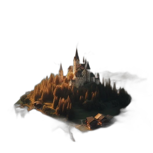 crown, dragon, building, sword transparent PNG cut-out
