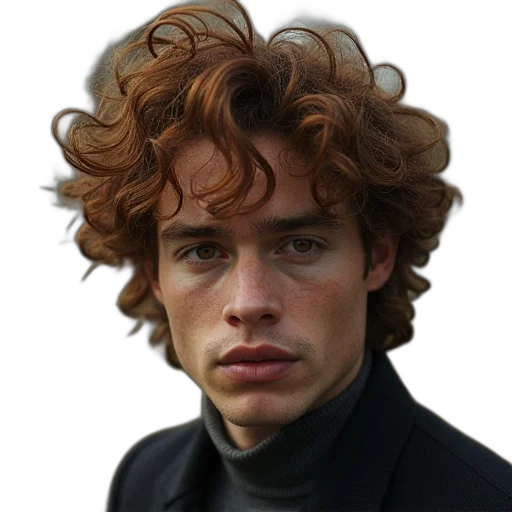 hair, jacket, face, hat transparent PNG cut-out