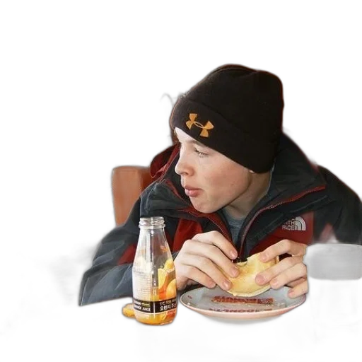 jacket, food, hat, face transparent PNG cut-out