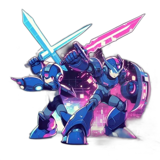robot, weapon, concept art, vaporwave transparent PNG cut-out