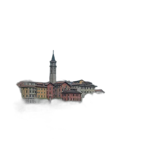 building, umbrella, staff, 3d render transparent PNG cut-out
