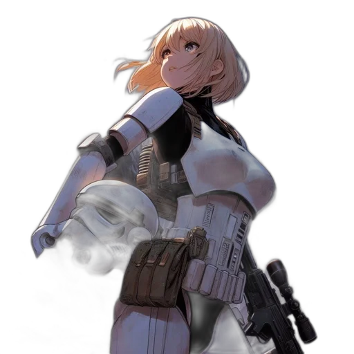 weapon, robot, jacket, staff transparent PNG cut-out