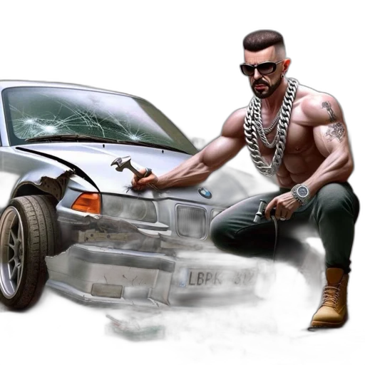 car, concept art, cyberpunk, cartoon transparent PNG cut-out