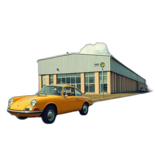 car, building, 3d render, photorealistic transparent PNG cut-out