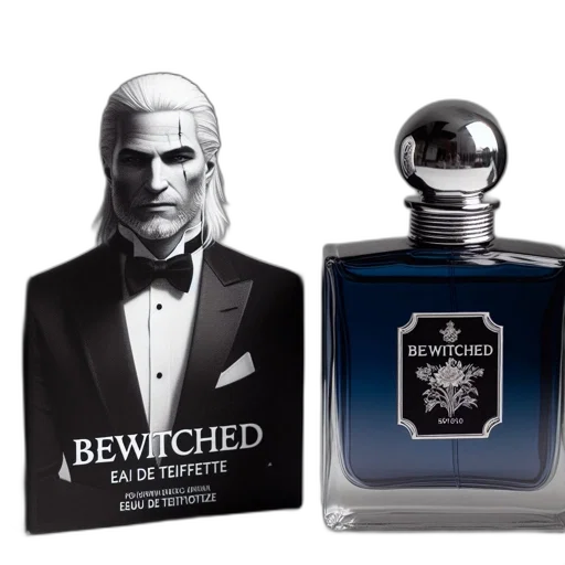 bottle, perfume, labeled, bewitched transparent PNG cut-out