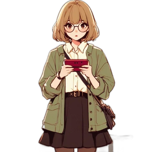 jacket, dress, staff, creature transparent PNG cut-out