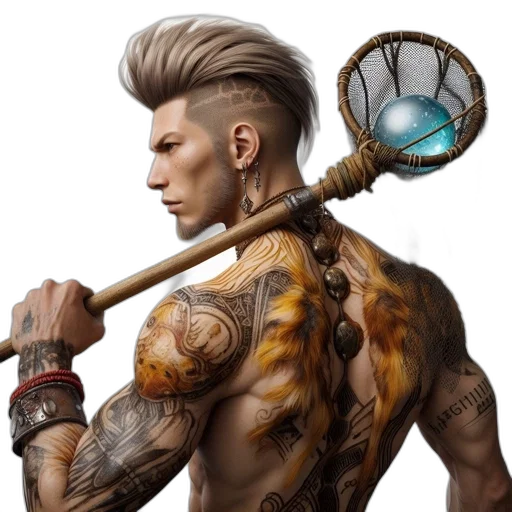 staff, hair, fantasy art, concept art transparent PNG cut-out
