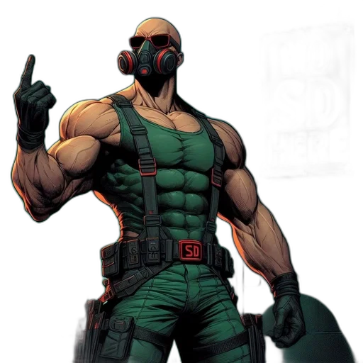 comic book art, concept art, cyberpunk, green transparent PNG cut-out
