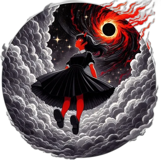 dress, dragon, staff, mask transparent PNG cut-out