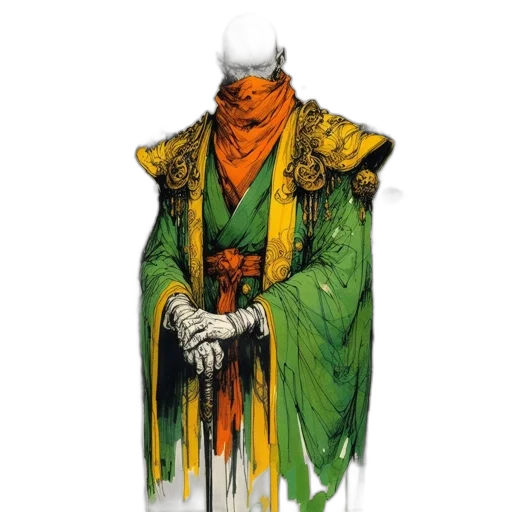 mask, jacket, staff, crown transparent PNG cut-out