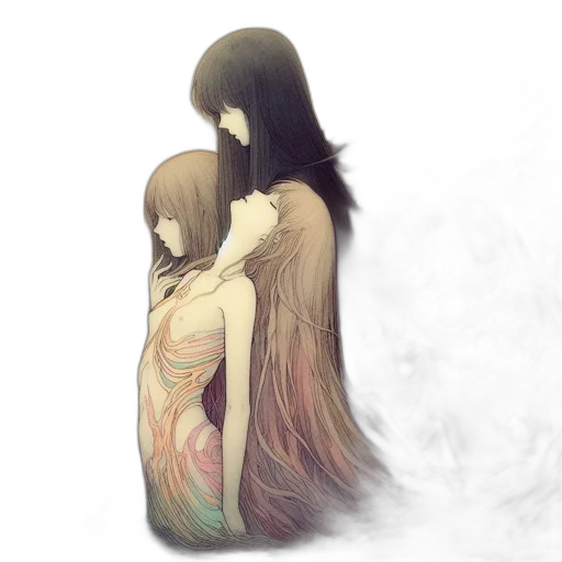 dress, hair, mask, fantasy art transparent PNG cut-out