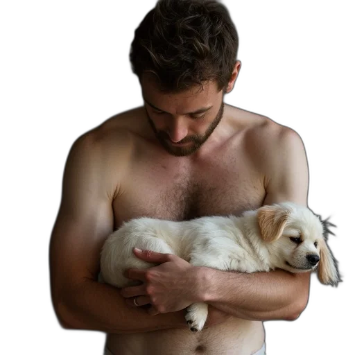 animal, man, small, dog transparent PNG cut-out