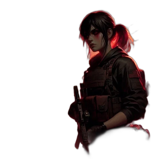 weapon, jacket, face, staff transparent PNG cut-out