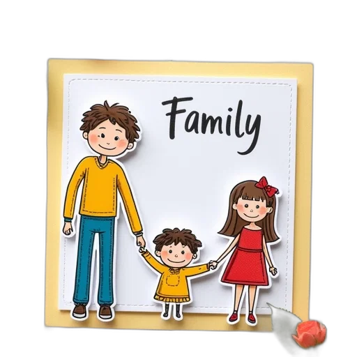 photorealistic, happy, family, cards transparent PNG cut-out