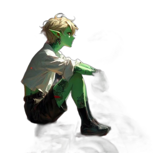mask, creature, jacket, staff transparent PNG cut-out