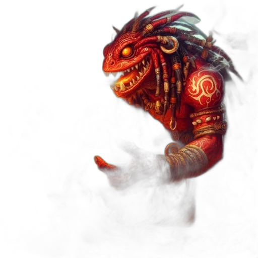 dragon, mask, creature, staff transparent PNG cut-out