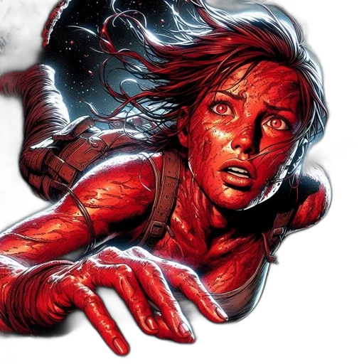 comic book art, concept art, red, intense transparent PNG cut-out