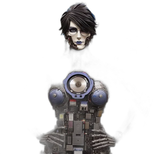 robot, face, weapon, staff transparent PNG cut-out