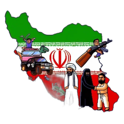 pixelated, iranian, flag-inspired, map transparent PNG cut-out
