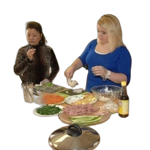 food, woman, blue, shirt transparent PNG cut-out