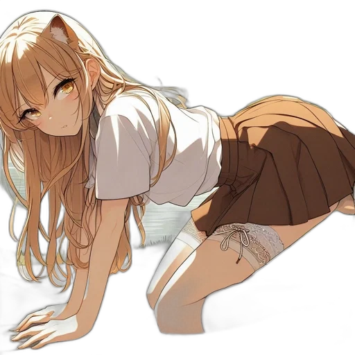 dress, creature, hair, staff transparent PNG cut-out