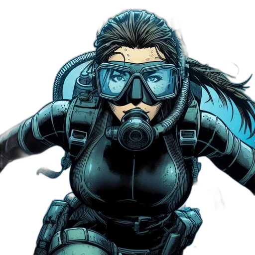 comic book art, concept art, cartoon, underwater transparent PNG cut-out