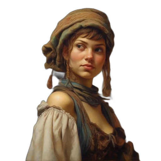 face, hat, staff, dress transparent PNG cut-out