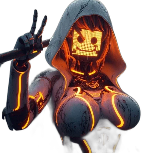robot, mask, jacket, face transparent PNG cut-out