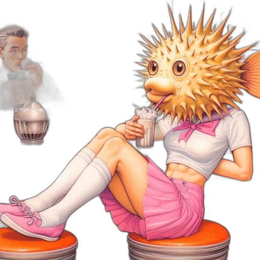 creature, hair, concept art, vaporwave transparent PNG cut-out