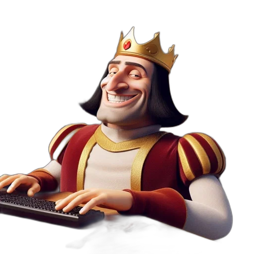 crown, staff, face, robot transparent PNG cut-out