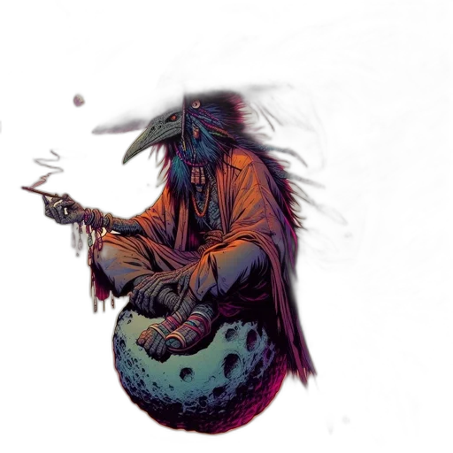 creature, dragon, staff, jacket transparent PNG cut-out