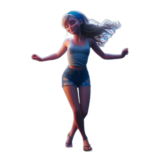 dress, creature, hair, 3d render transparent PNG cut-out