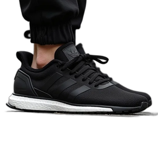 shoes, photorealistic, dark, monochrome transparent PNG cut-out