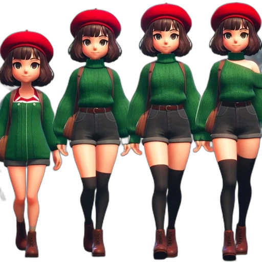 dress, hat, 3d render, concept art transparent PNG cut-out