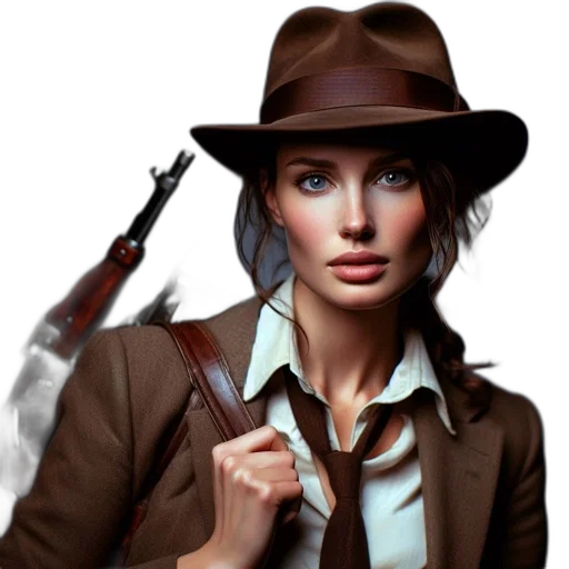 staff, weapon, hat, jacket transparent PNG cut-out