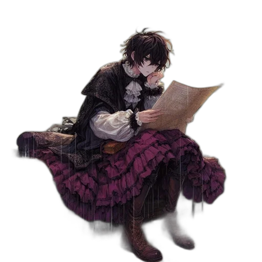 dress, jacket, staff, creature transparent PNG cut-out