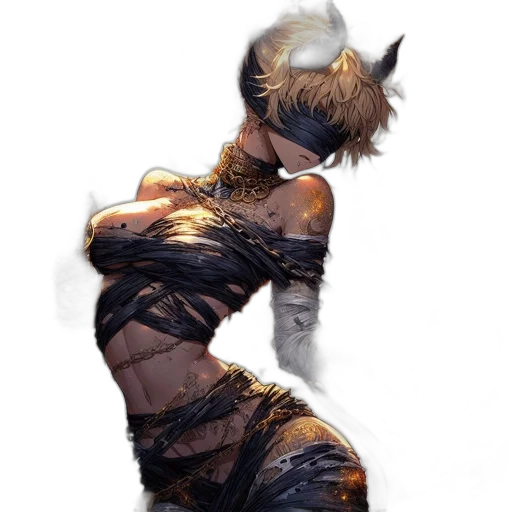 dress, hair, dragon, mask transparent PNG cut-out