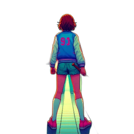 jacket, robot, sword, staff transparent PNG cut-out